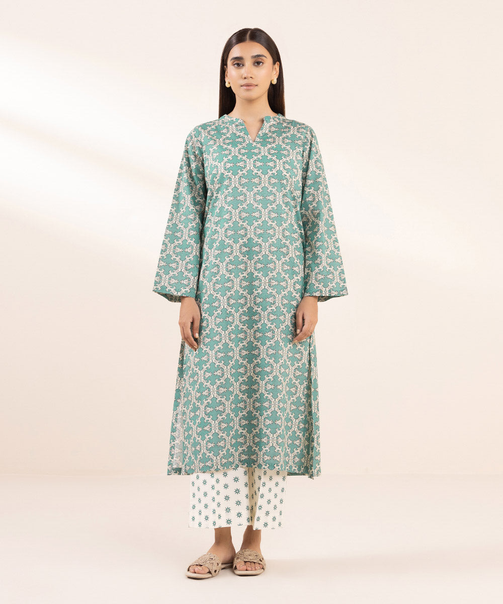 Women's Pret Lawn Printed Green A-Line Shirt