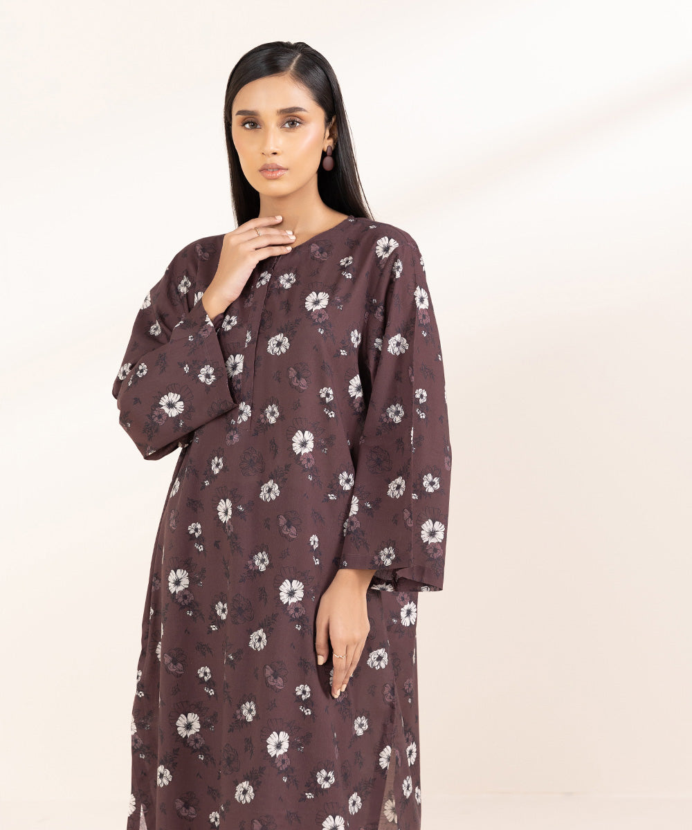 Women's Pret Lawn Printed Brown A-Line Shirt