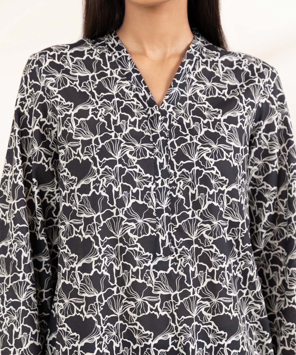 Women's Pret Lawn Printed Black A-Line Shirt