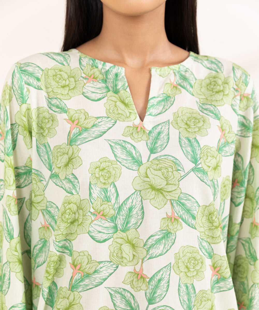 Women's Pret Lawn Printed Green Straight Shirt