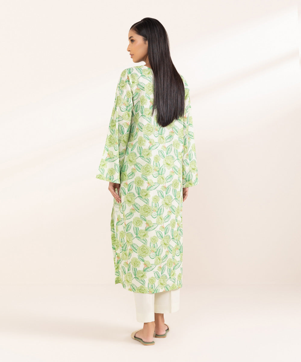 Women's Pret Lawn Printed Green Straight Shirt