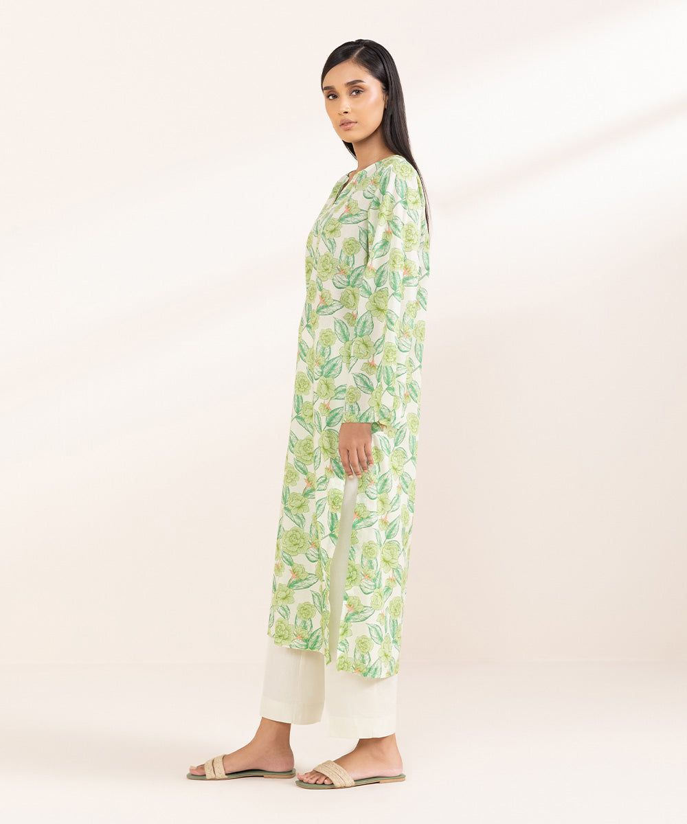 Women's Pret Lawn Printed Green Straight Shirt