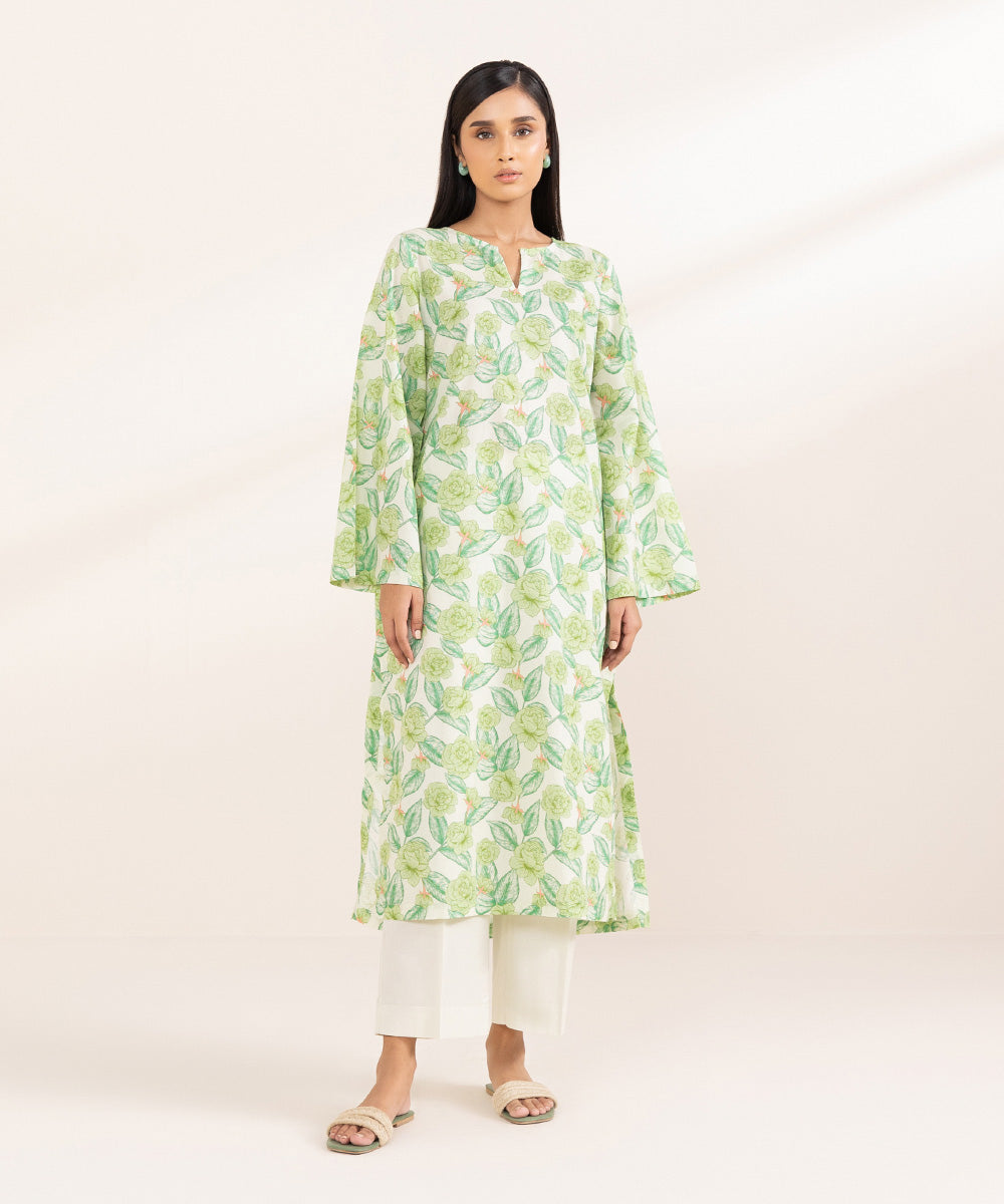 Women's Pret Lawn Printed Green Straight Shirt