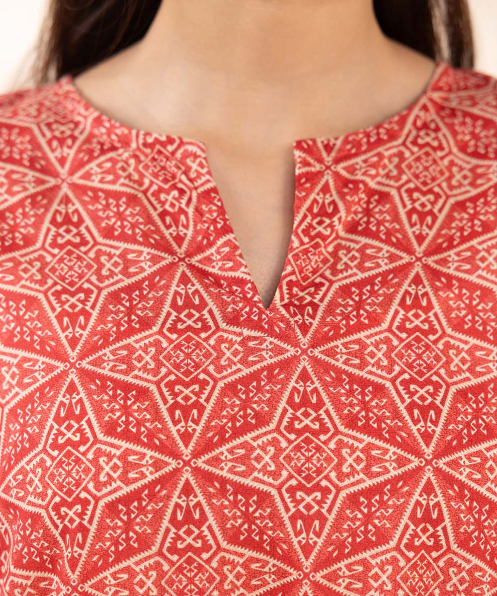 Women's Pret Lawn Printed Red A-Line Shirt