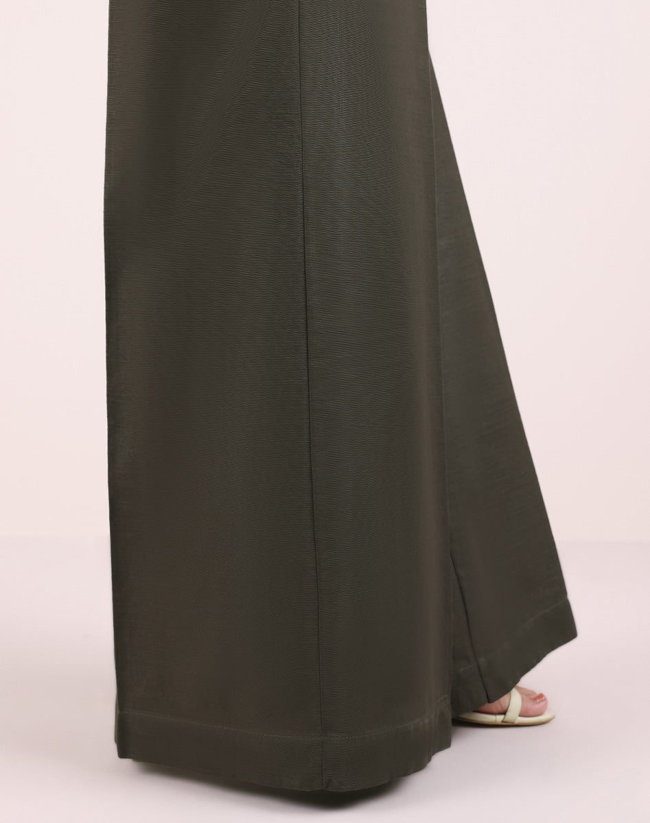 Women's Pret Khaddar Solid Dark Grey Culottes