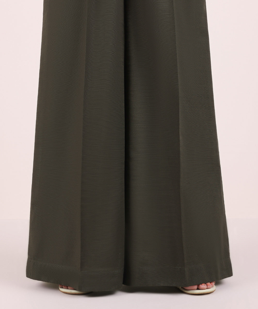 Women's Pret Khaddar Solid Dark Grey Culottes