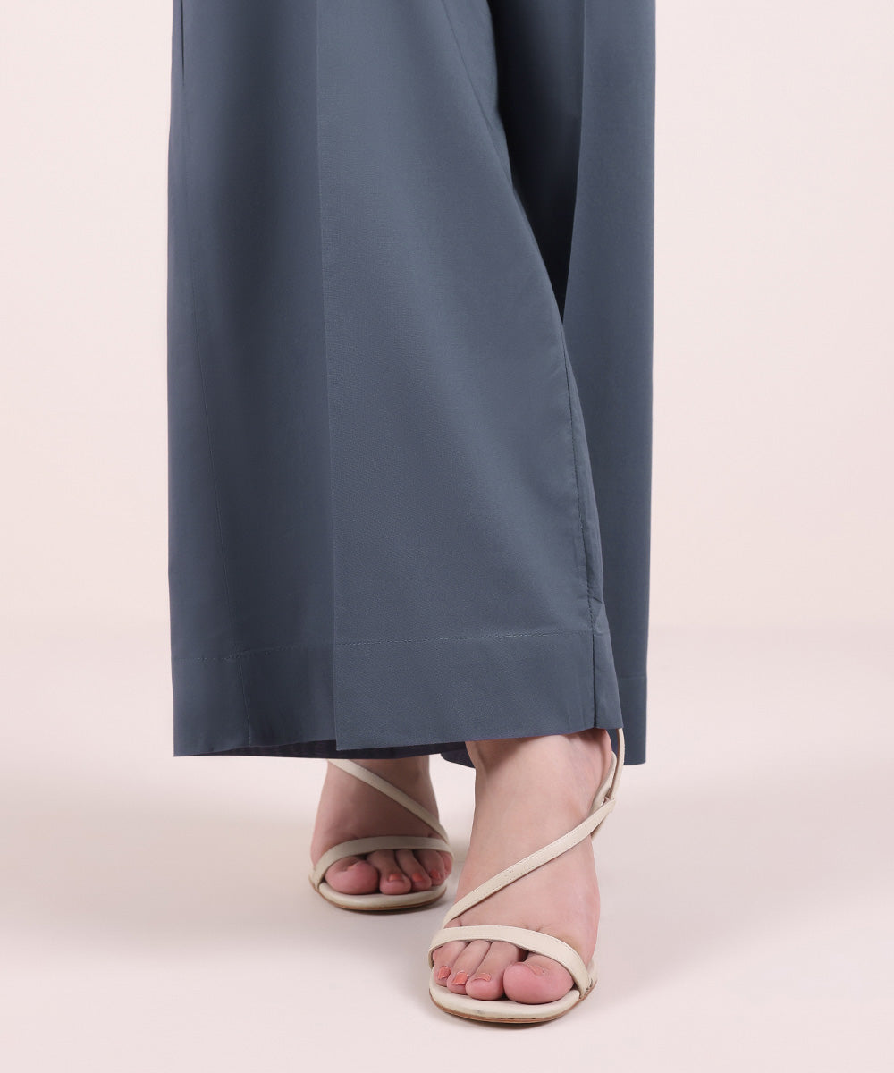 Women's Pret Cambric Solid Grey Blue Culottes