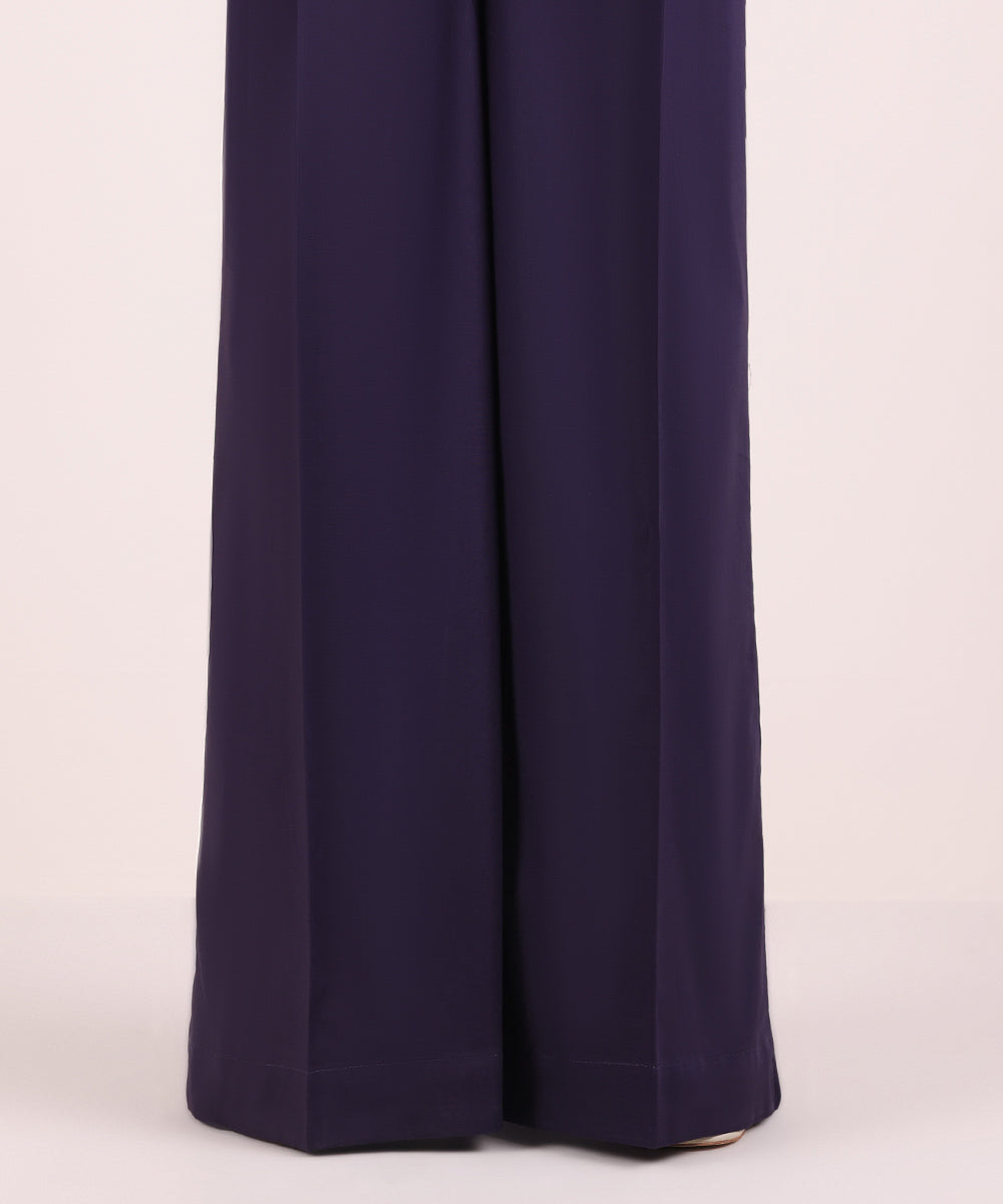 Women's Pret Cambric Solid Deep Violet Flared Pants