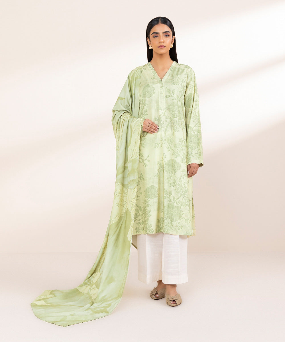 Linen Green Printed Dupatta