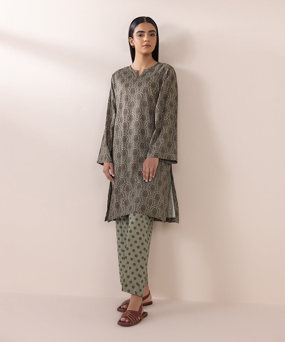 Women's Pret Cotton Viscose Grey Printed Boxy Shirt