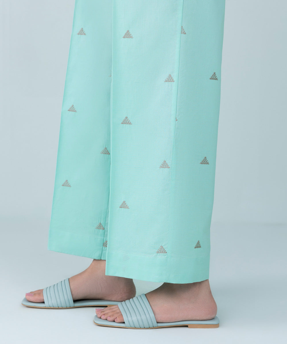 Women's Pret Cambric Embroidered Sky Blue Culottes