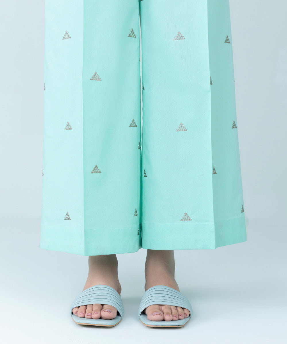 Women's Pret Cambric Embroidered Sky Blue Culottes