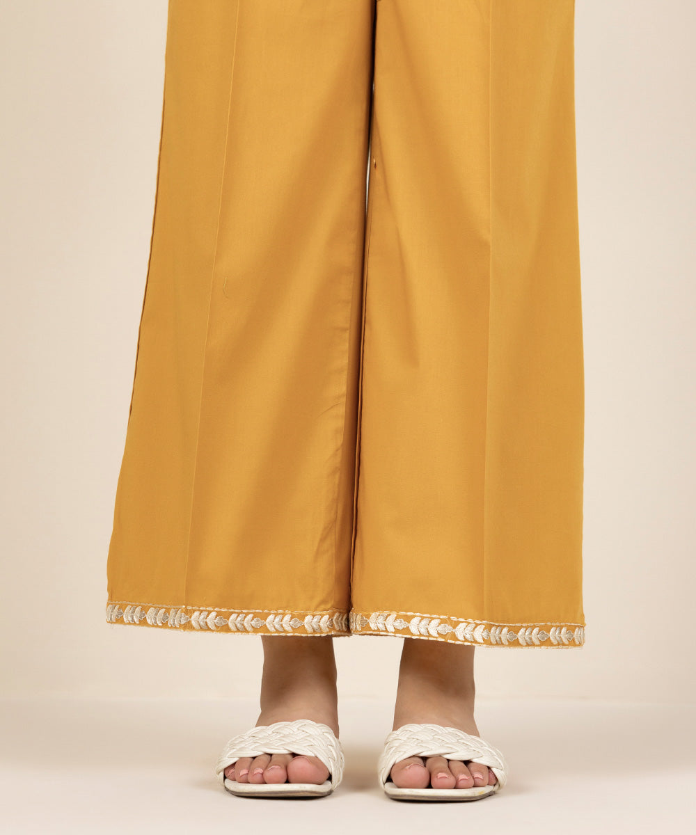 Women's Pret Cambric Embroidered Orange Culottes