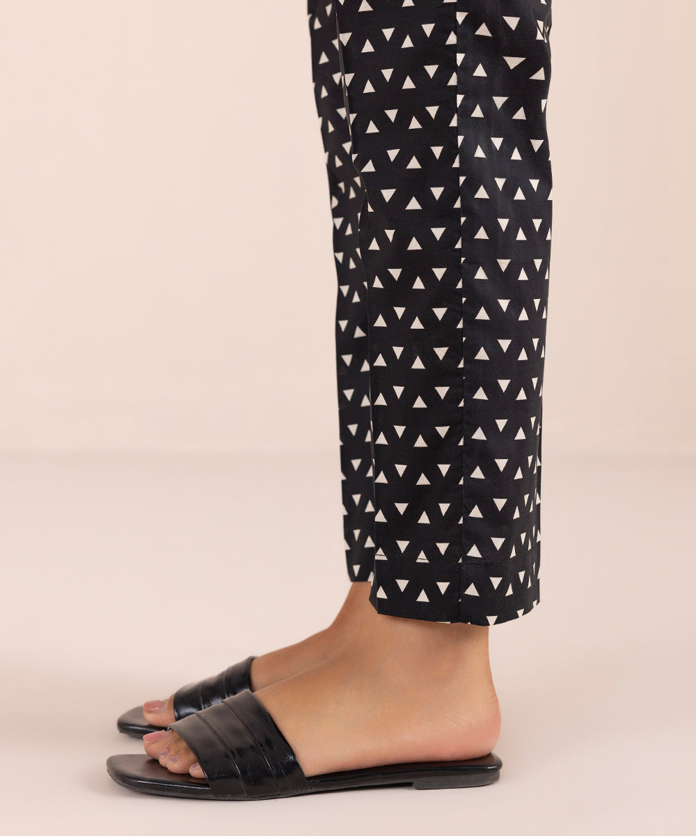 Women's Pret Stretch Lawn Black Printed Cigarette Pants