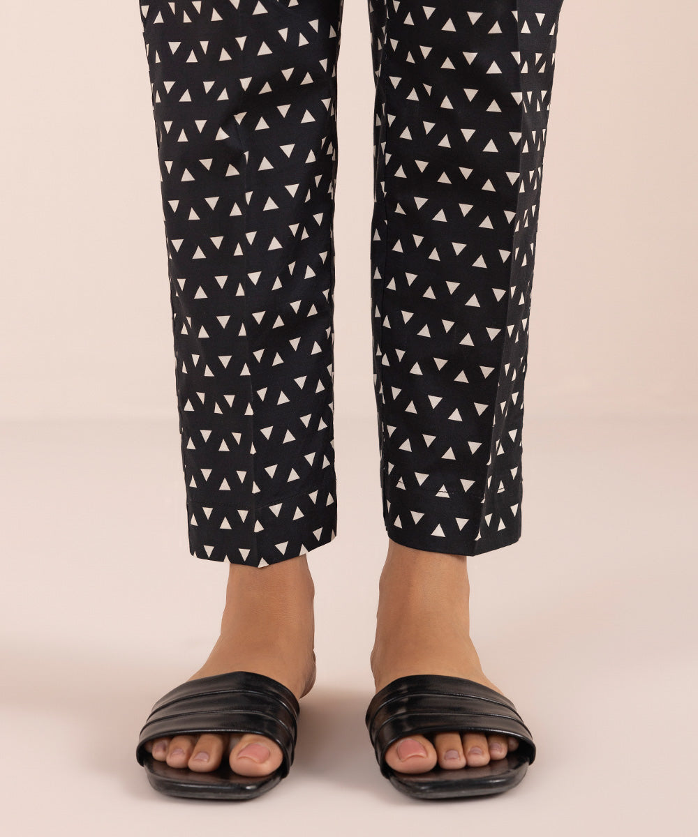 Women's Pret Stretch Lawn Black Printed Cigarette Pants