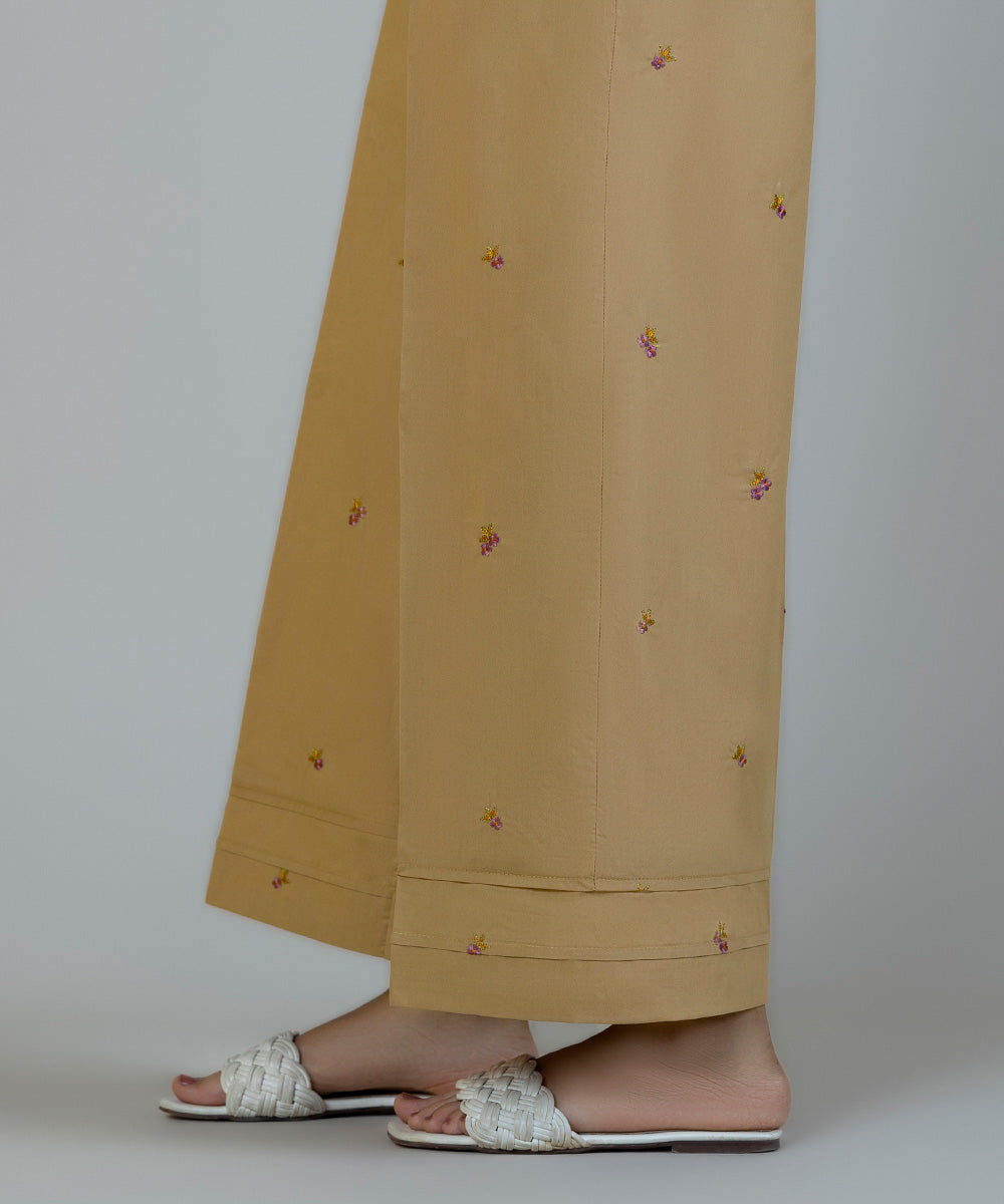 Women's Pret Poplin Embroidered Brown Culottes