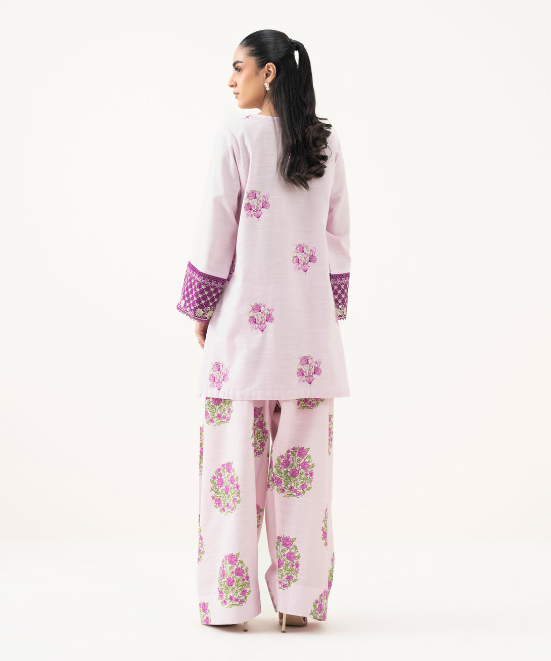 Women's RTW Light Khaddar Purple Embroidered Boxy Shirt
