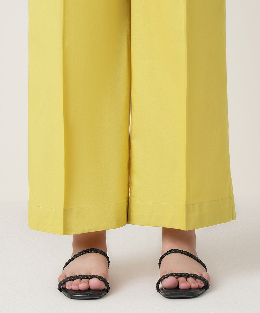 Women's RTW Cambric Yellow Solid Trousers