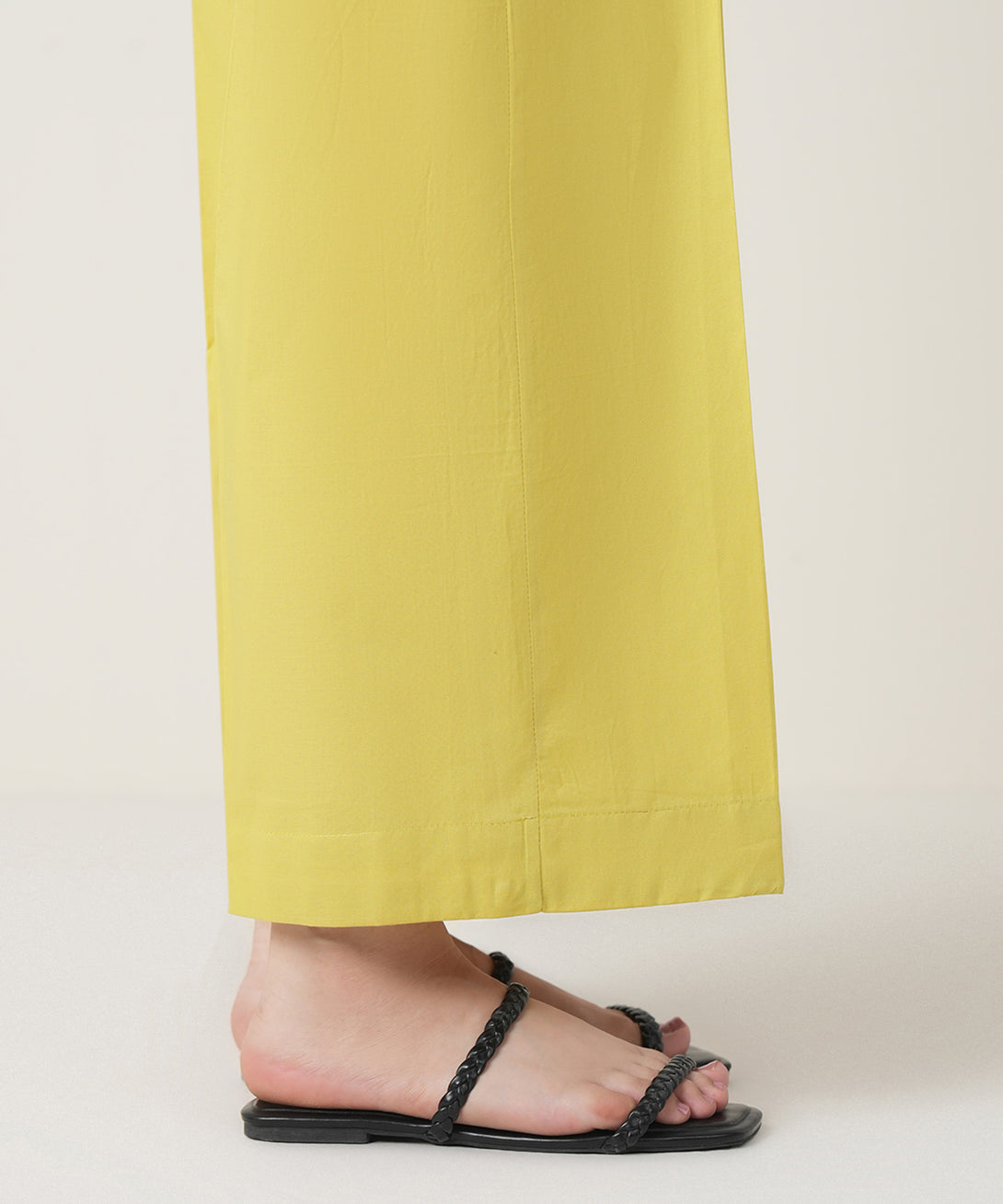 Women's RTW Cambric Yellow Solid Trousers