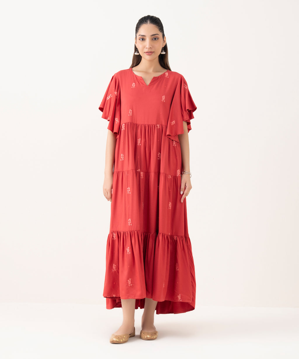 Embroidered Viscose Marina Dress