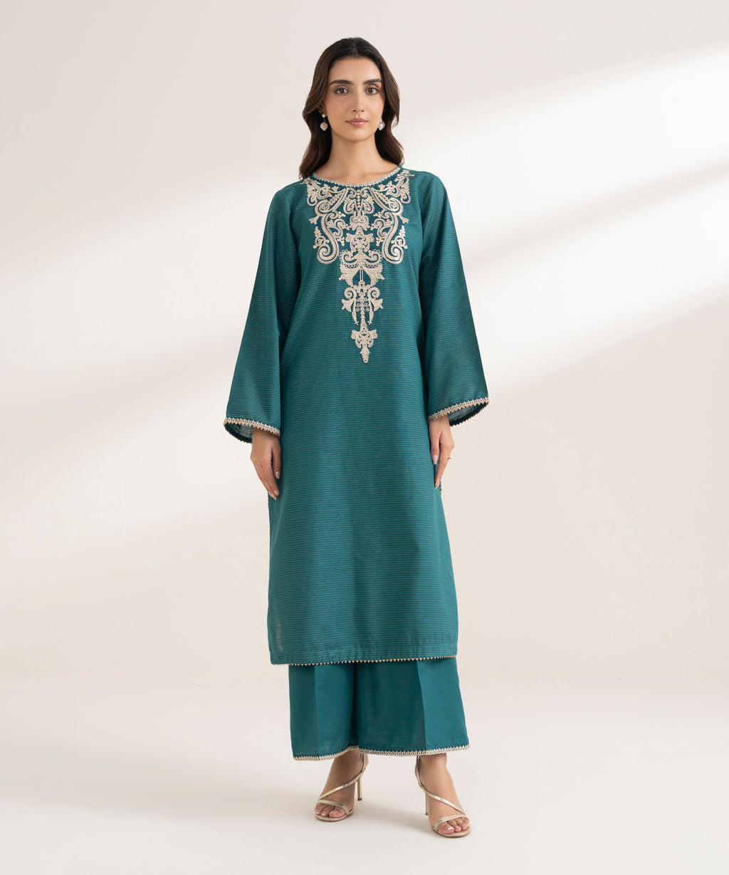 Embroidered Zari Cotton Shirt