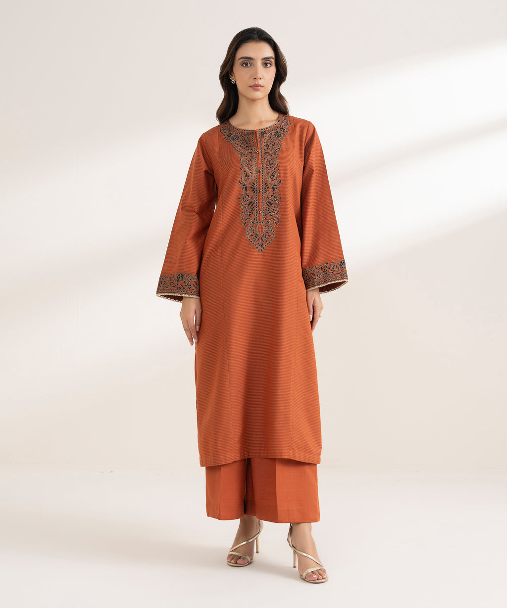 Embroidered Zari Cotton Shirt
