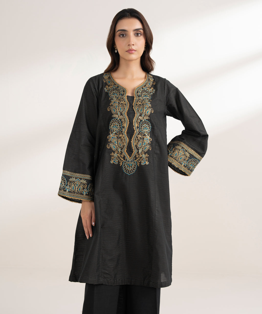Embroidered Zari Cotton Shirt
