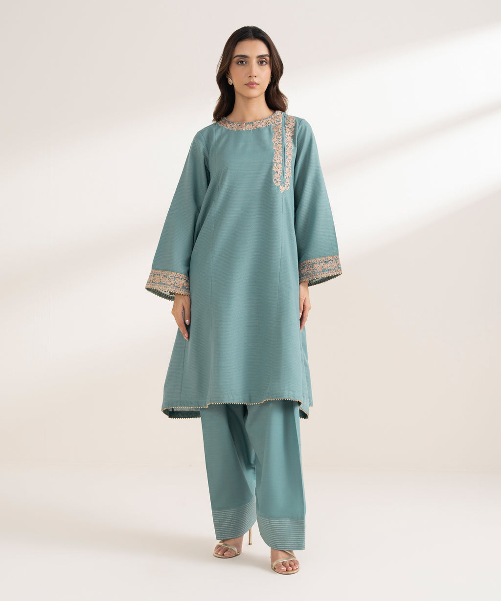 Embroidered Zari Cotton Shirt