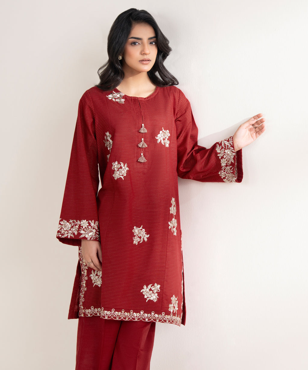 Embroidered Zari Khaddar Shirt