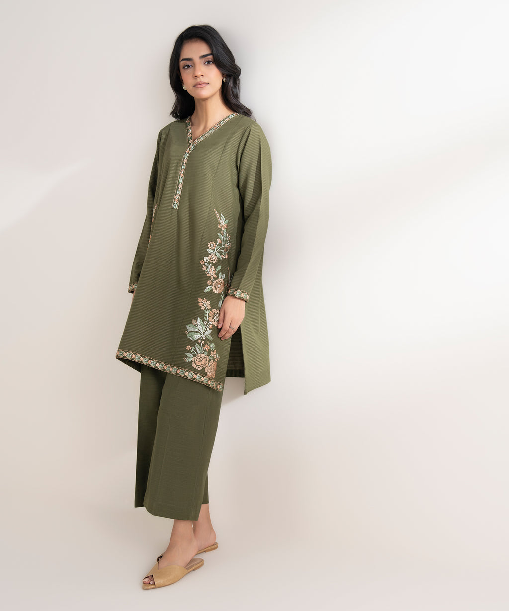 Embroidered Zari Khaddar Shirt