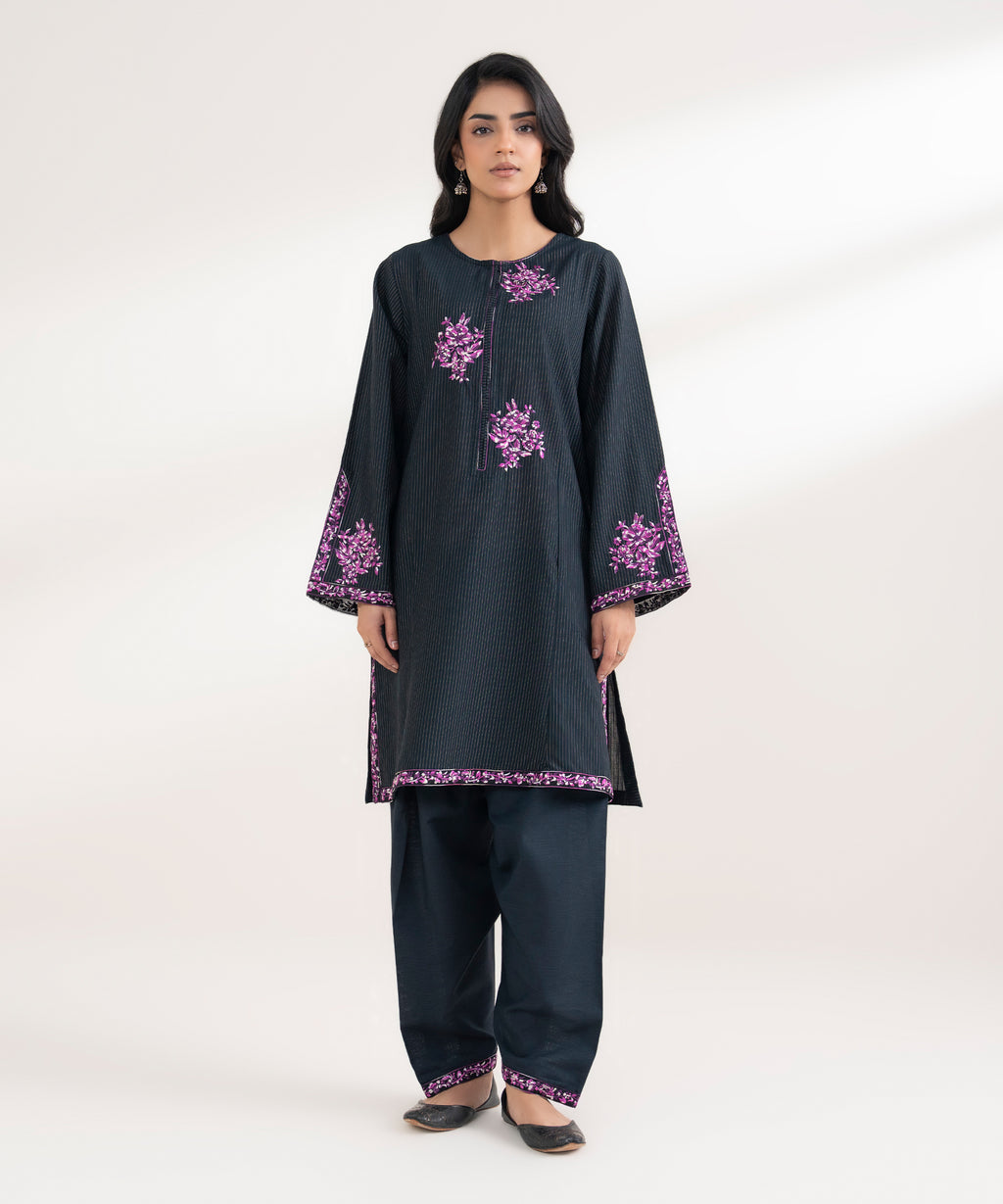 Embroidered Zari Khaddar Shirt