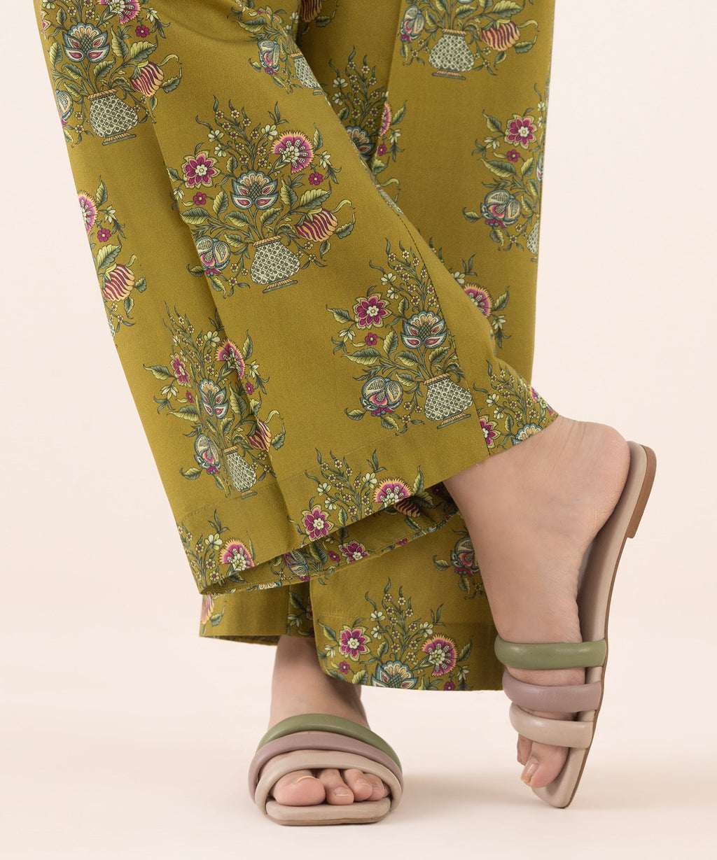 Printed Cambric Flared Pants
