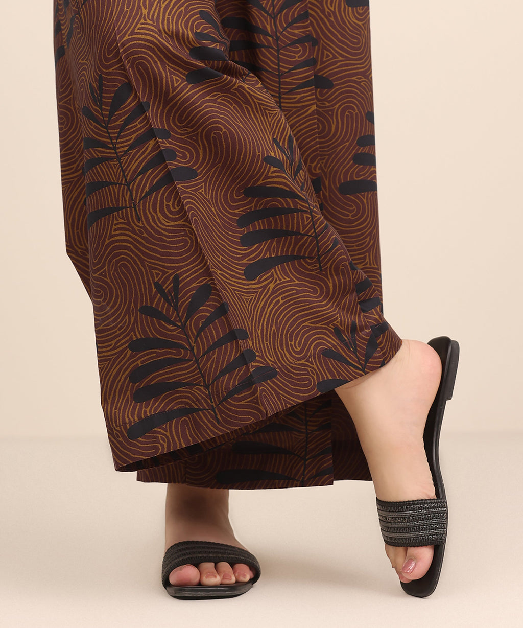 Women's RTW Cambric Red Printed Flared Pants