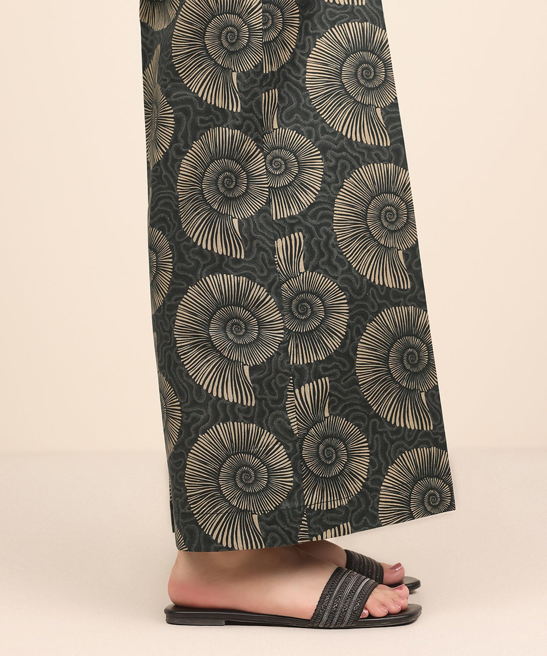 Women's RTW Cambric Black Printed Flared Pants