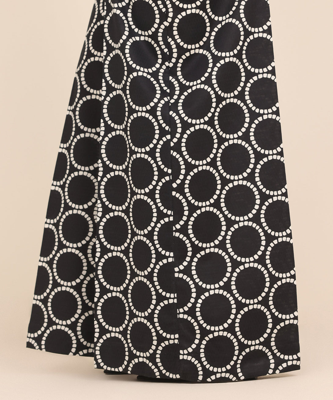 Women's RTW Textured Cotton Black Printed Flared Pants