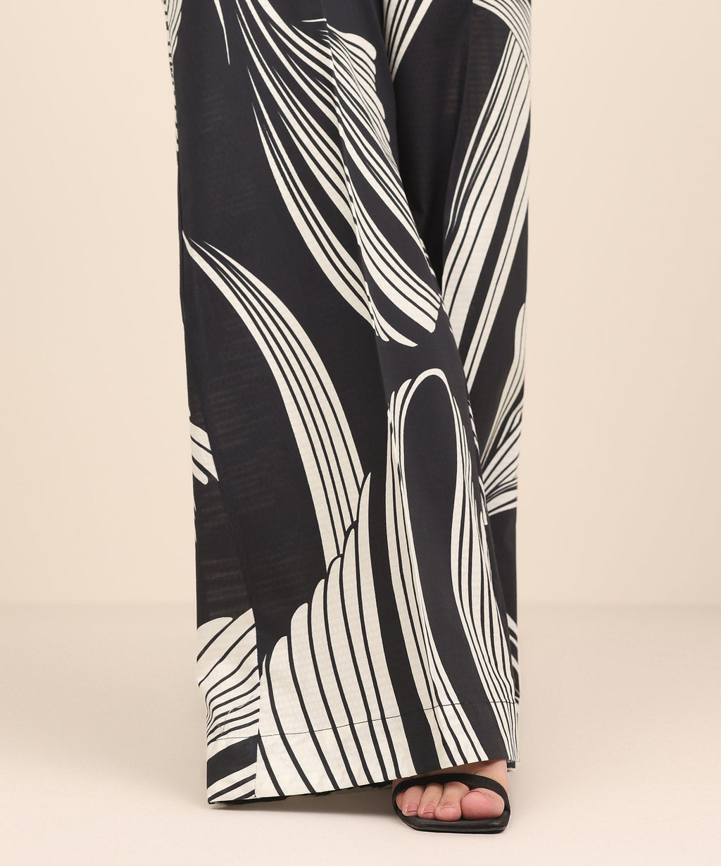 Women's RTW Textured Cotton Multi Printed Flared Pants