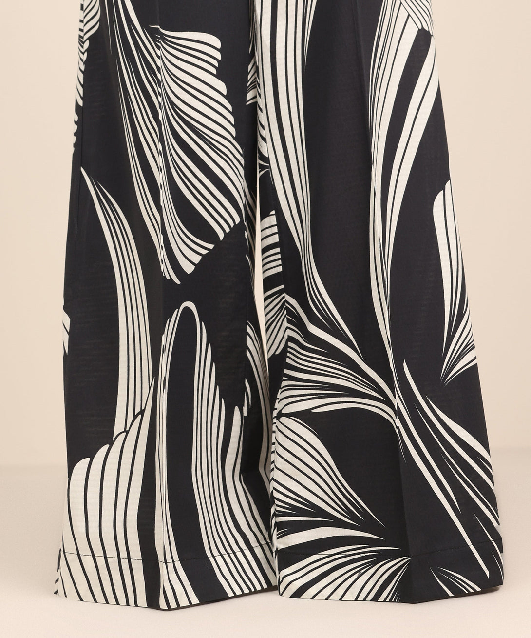 Women's RTW Textured Cotton Multi Printed Flared Pants