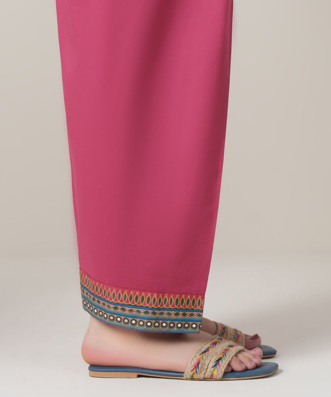 Women's RTW Cambric Pink Solid Trousers