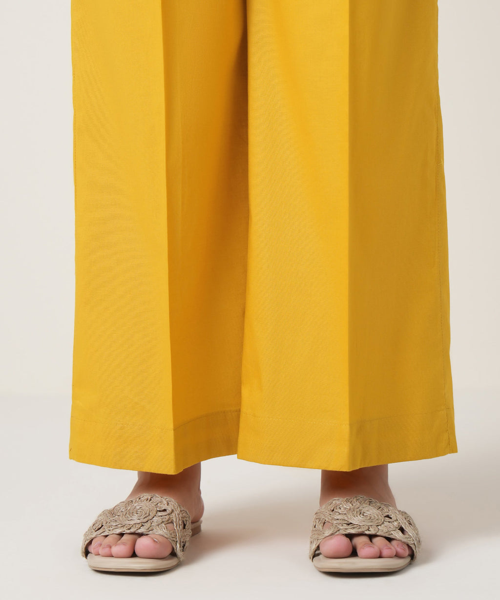 Women's RTW Cambric Yellow Solid Trousers