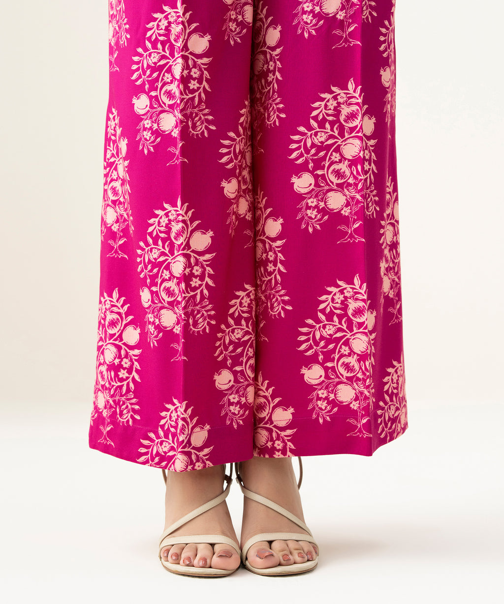 Printed Linen Flared Pants