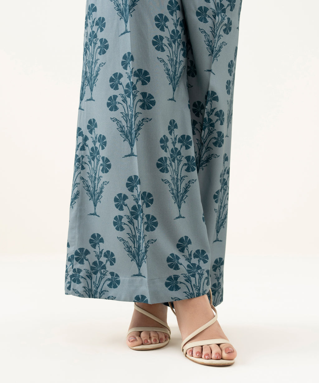 Printed Linen Flared Pants