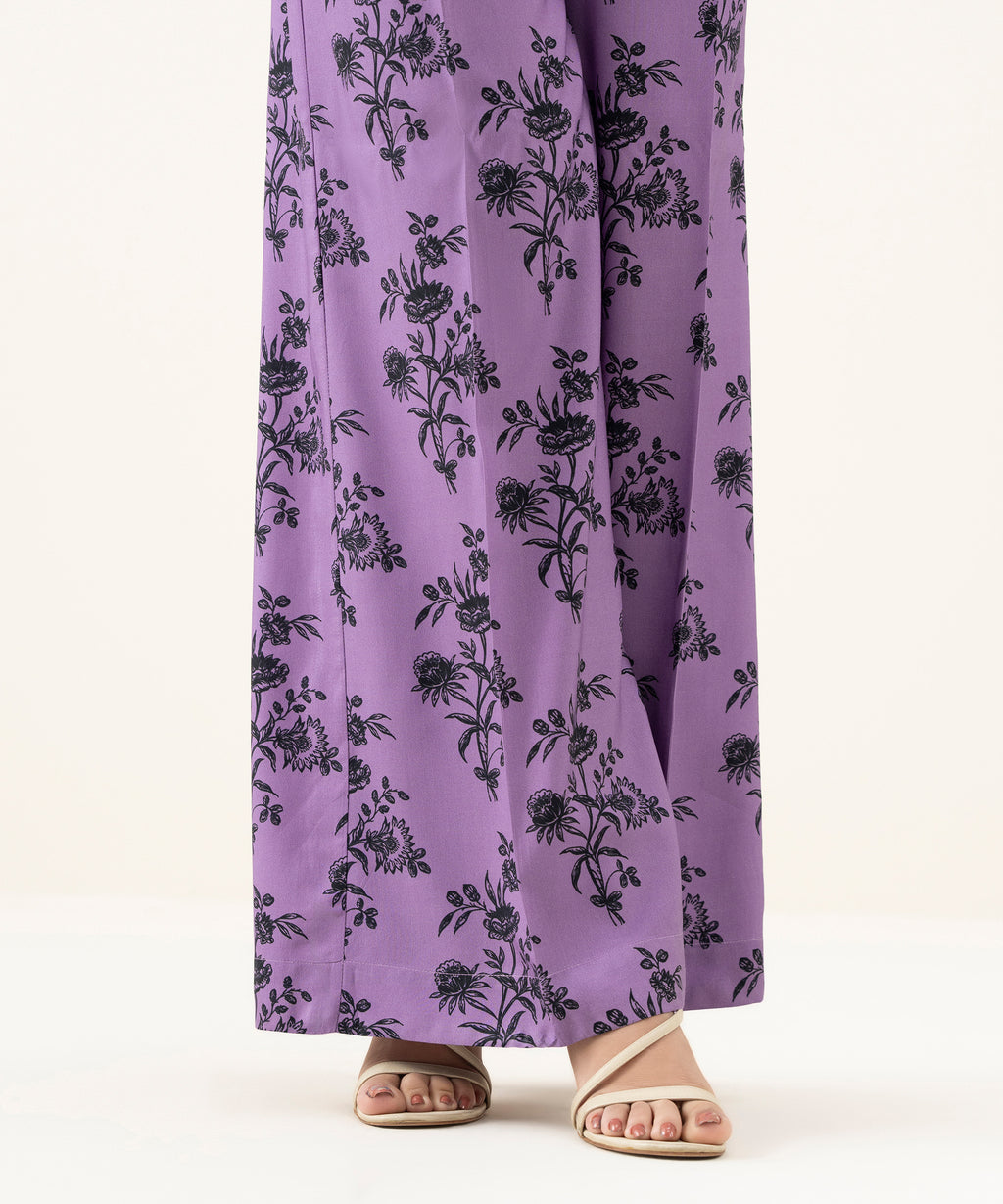 Printed Linen Flared Pants
