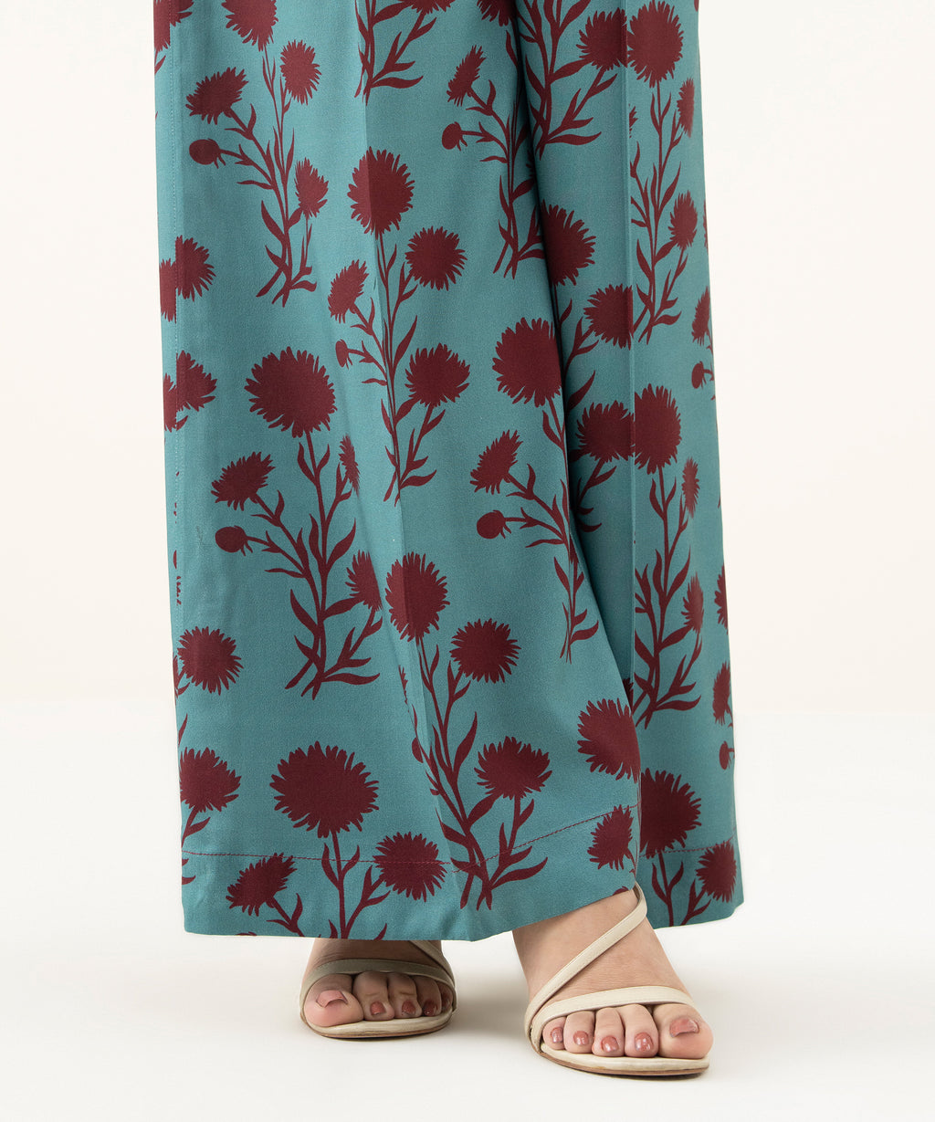 Printed Linen Flared Pants