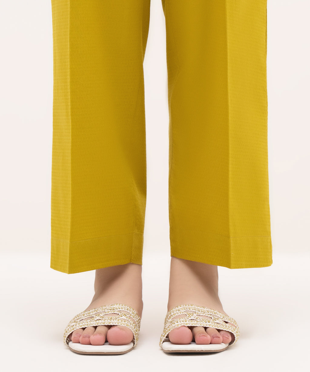 Solid Cotton Straight Pants