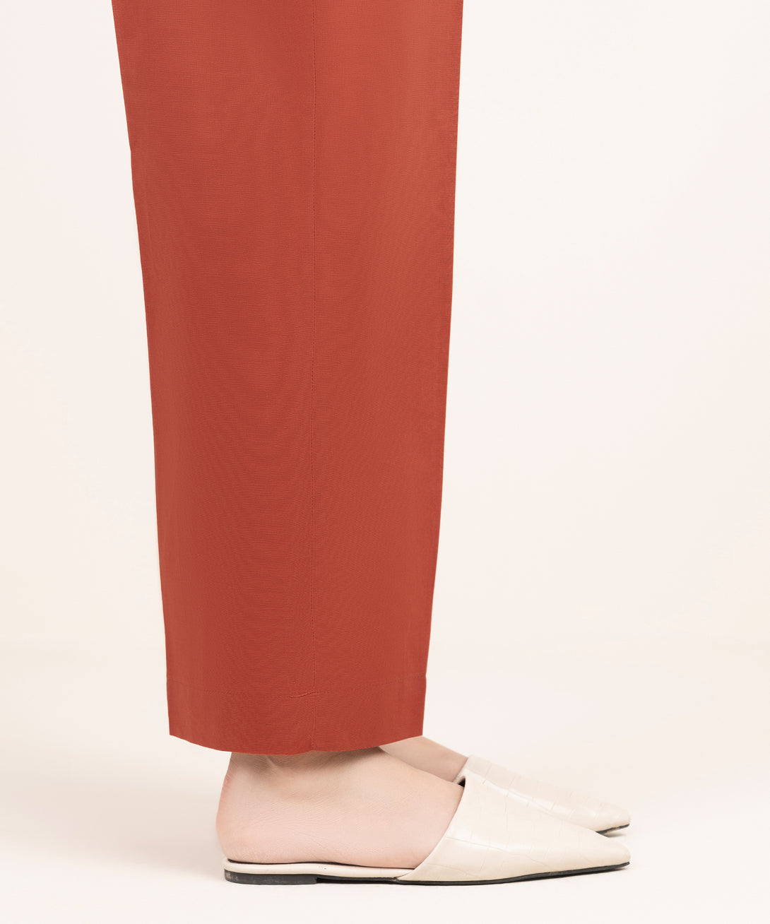 Women's RTW Cambric Orange Solid Straight Pants