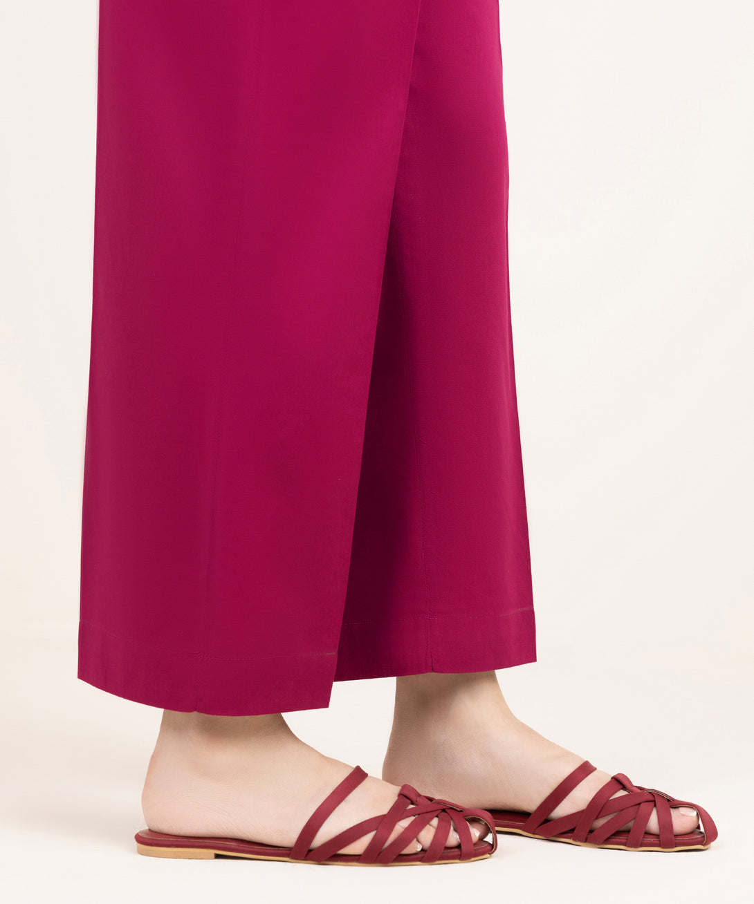 Women's RTW Cambric Pink Solid Straight Pants