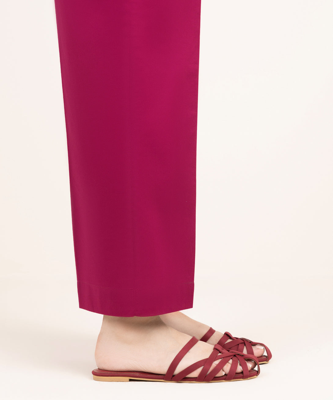 Women's RTW Cambric Pink Solid Straight Pants