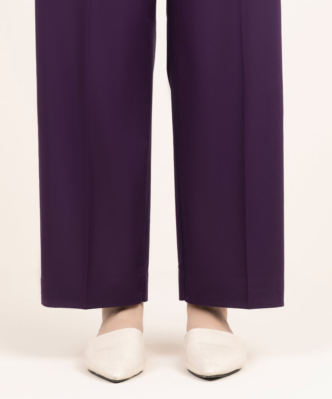 Women's RTW Cambric Purple Solid Straight Pants