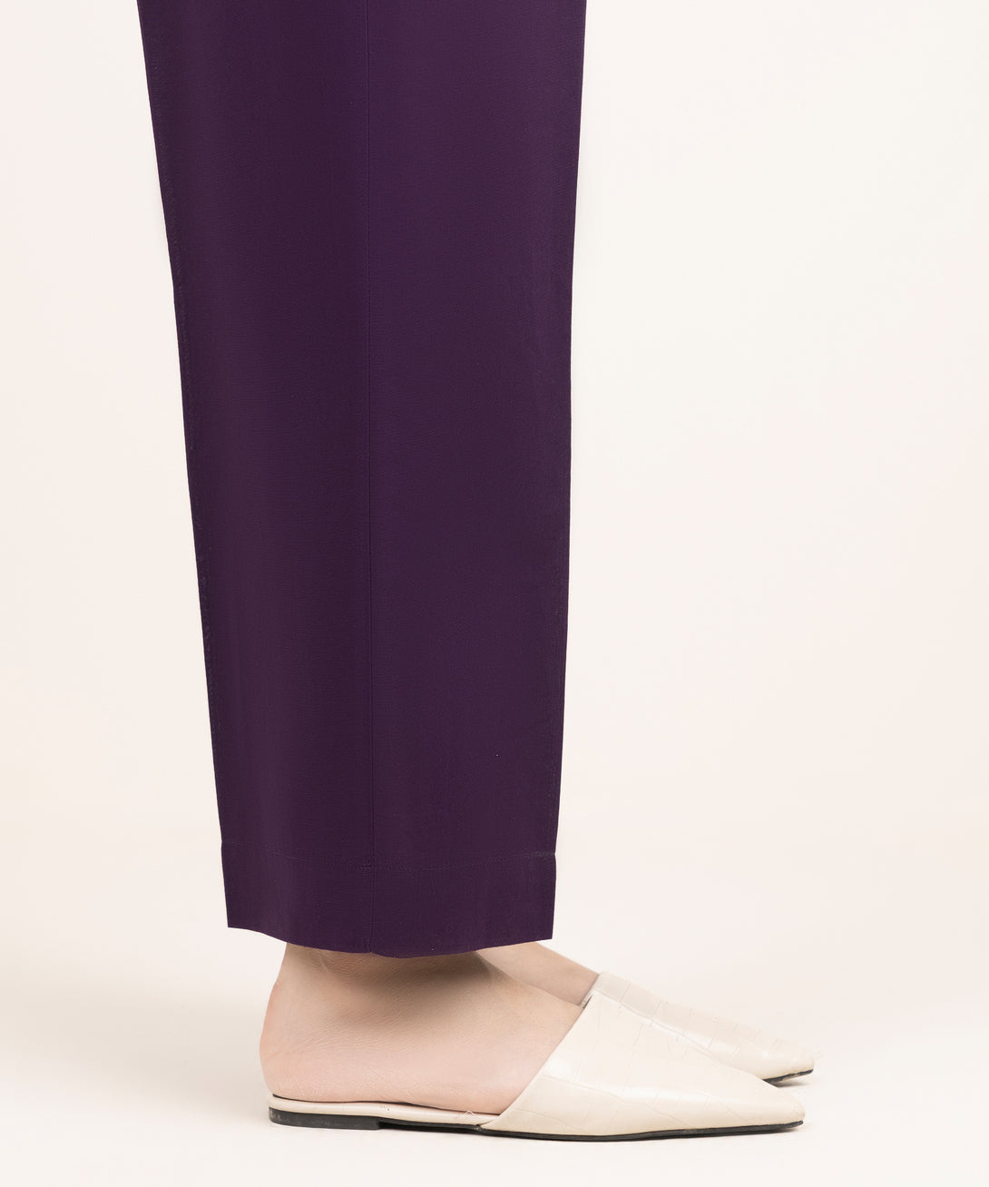 Women's RTW Cambric Purple Solid Straight Pants