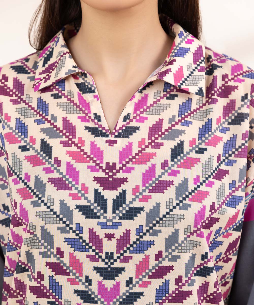 Women's Pret Cambric Multi Printed Boxy Shirt